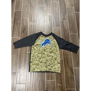 Nike Dri-fit Detroit Lions Salute To Service 3/4 Sleeve Olive Camo Team Shirt L